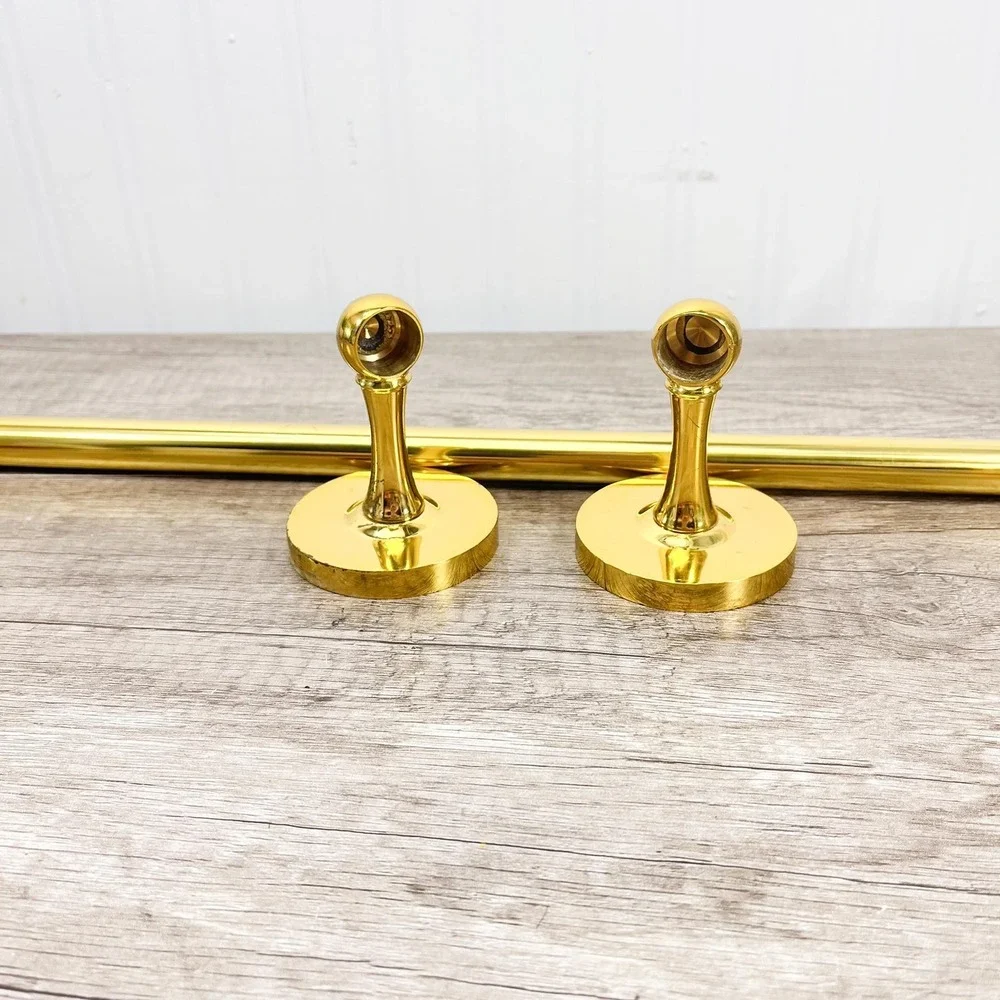 Gold‎ Hollywood Regency Towel Holder - Vintage Brass Hand Towel Rod
